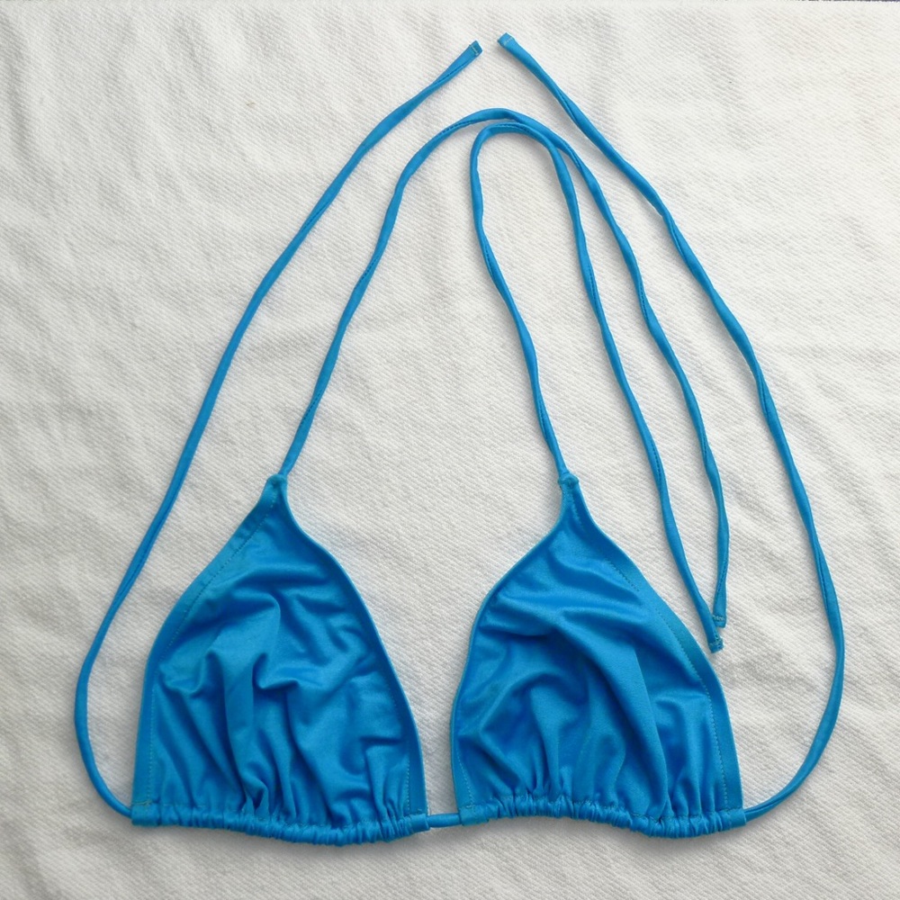 Deep ocean blue triangle string bikini top